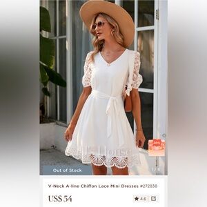 White chiffon mini dress from JJs House (rehearsal/shower/bachelorette) NEW